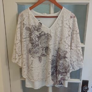 Brittany Black Cream Floral Lace Blouse